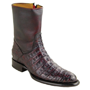 Los Altos 69BZ8218 Men's Black Cherry Genuine Caiman Belly Roper Toe Cowboy Boots