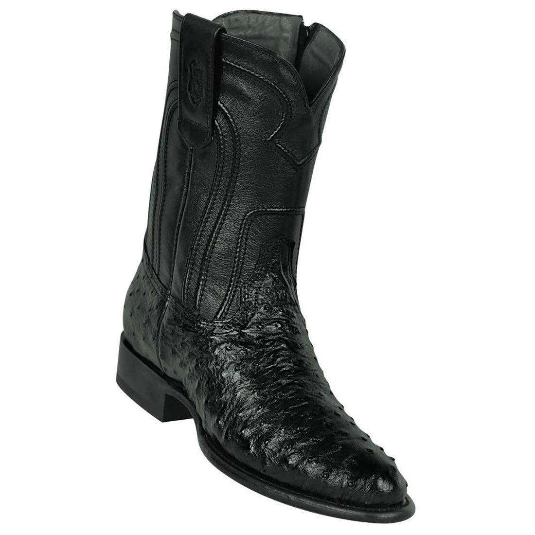 Los Altos 69Z0305 Men's Black Genuine Ostrich Roper Toe Cowboy Boots