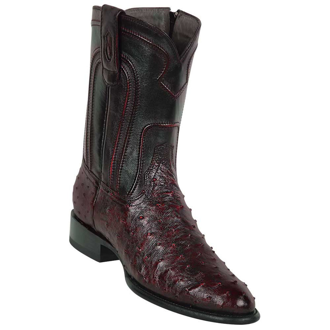 Los Altos 69Z0318 Men's Black Cherry Genuine Ostrich Roper Toe Cowboy Boots