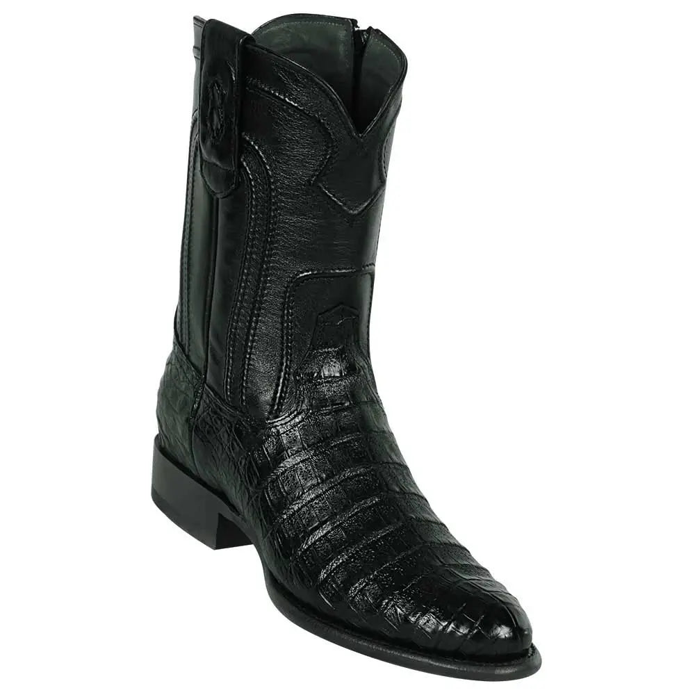 Los Altos 69Z8205 Men's Black Genuine Caiman Belly Roper Toe Cowboy Boots