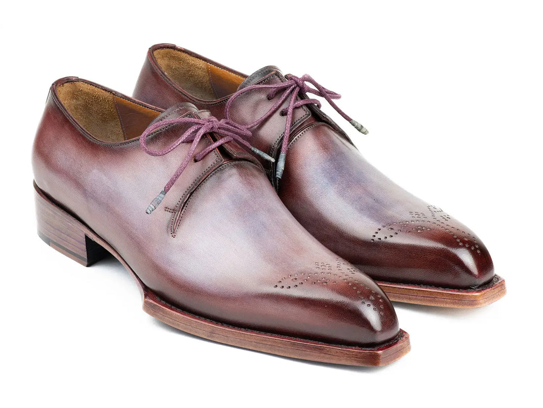 Paul Parkman Men's Ice Blue/Bordeaux Goodyear Welted Derby Shoes (ID#468G61) PAUL PARKMAN