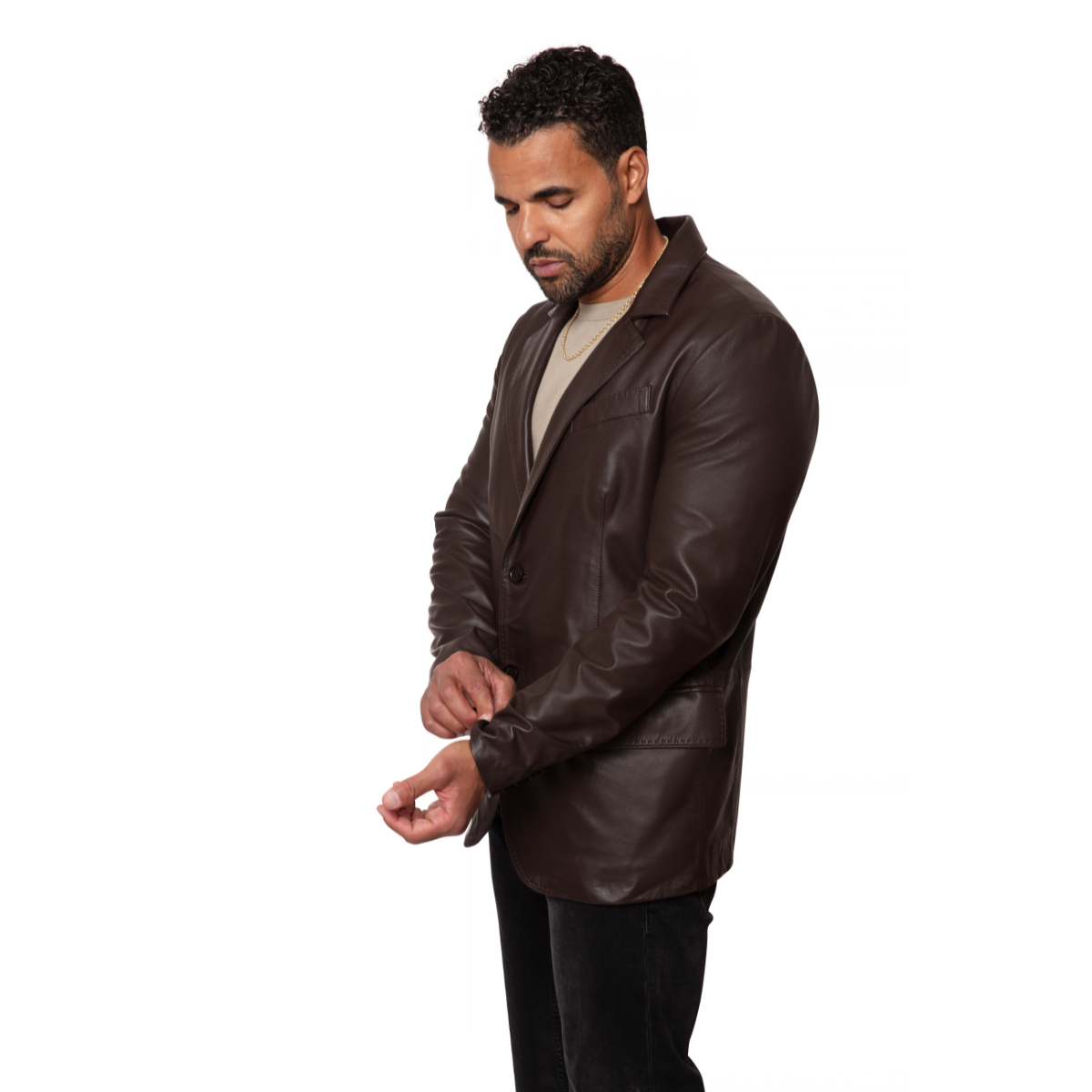 Jakewood 7005 Brown Genuine Leather Blazer