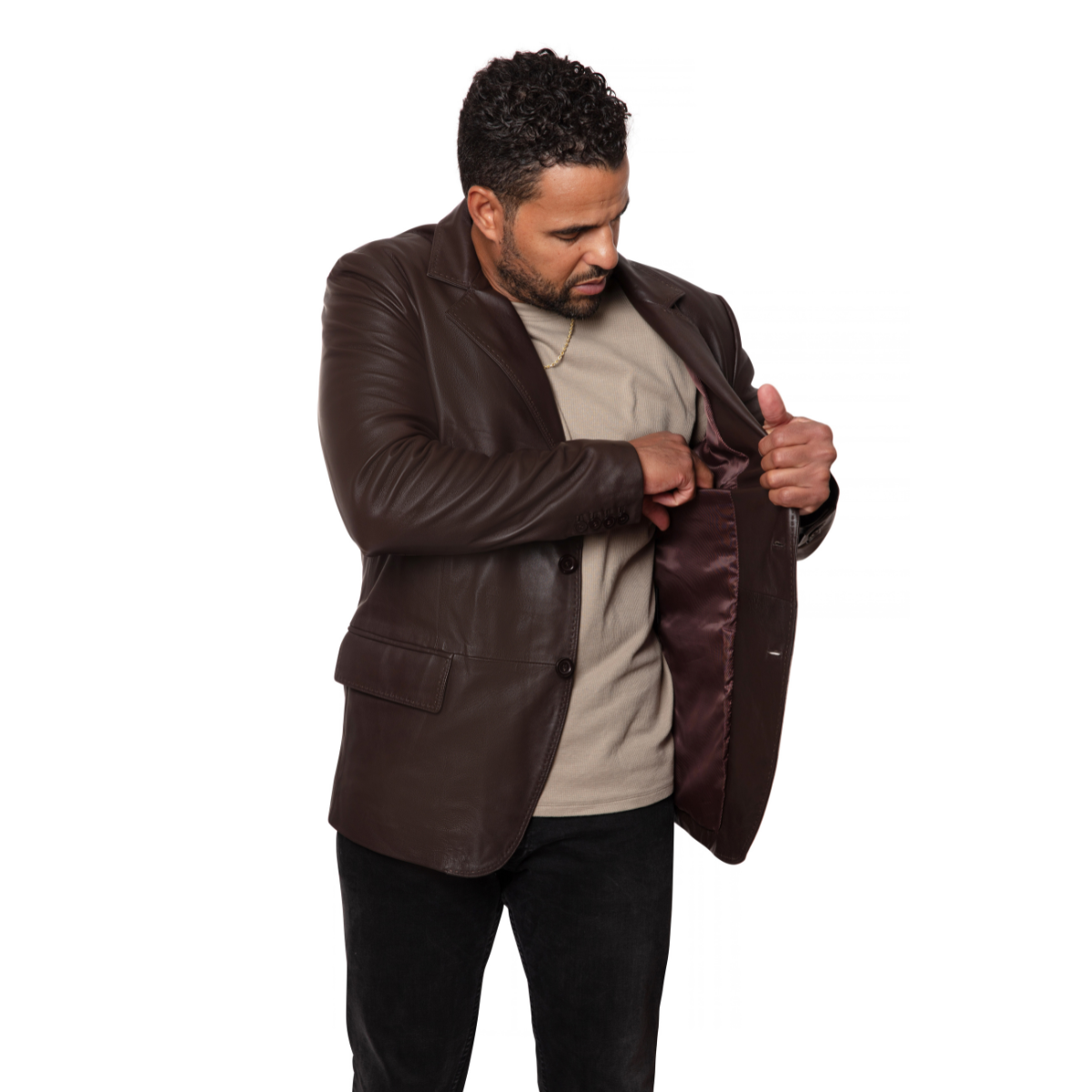 Jakewood 7005 Brown Genuine Leather Blazer