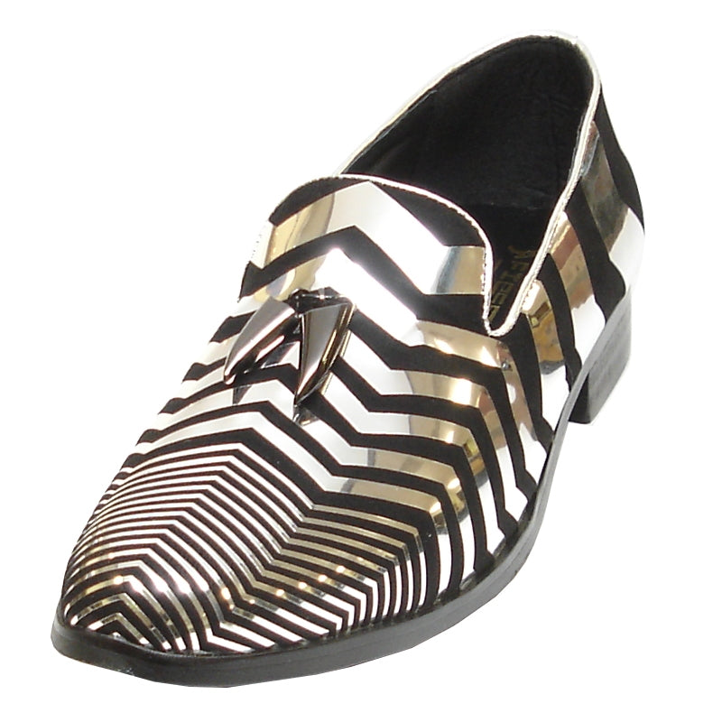 Fiesso FI-6945 Silver Black Loafers