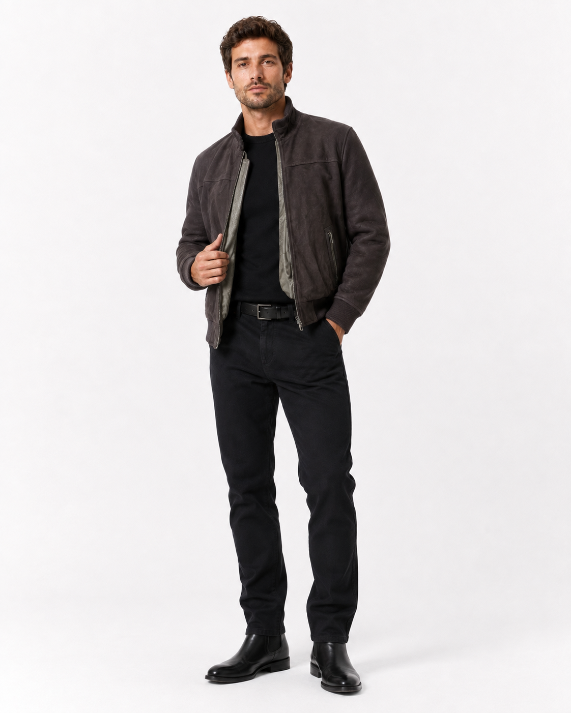 Jakewood 7014 Brown Genuine Suede Leather Jacket