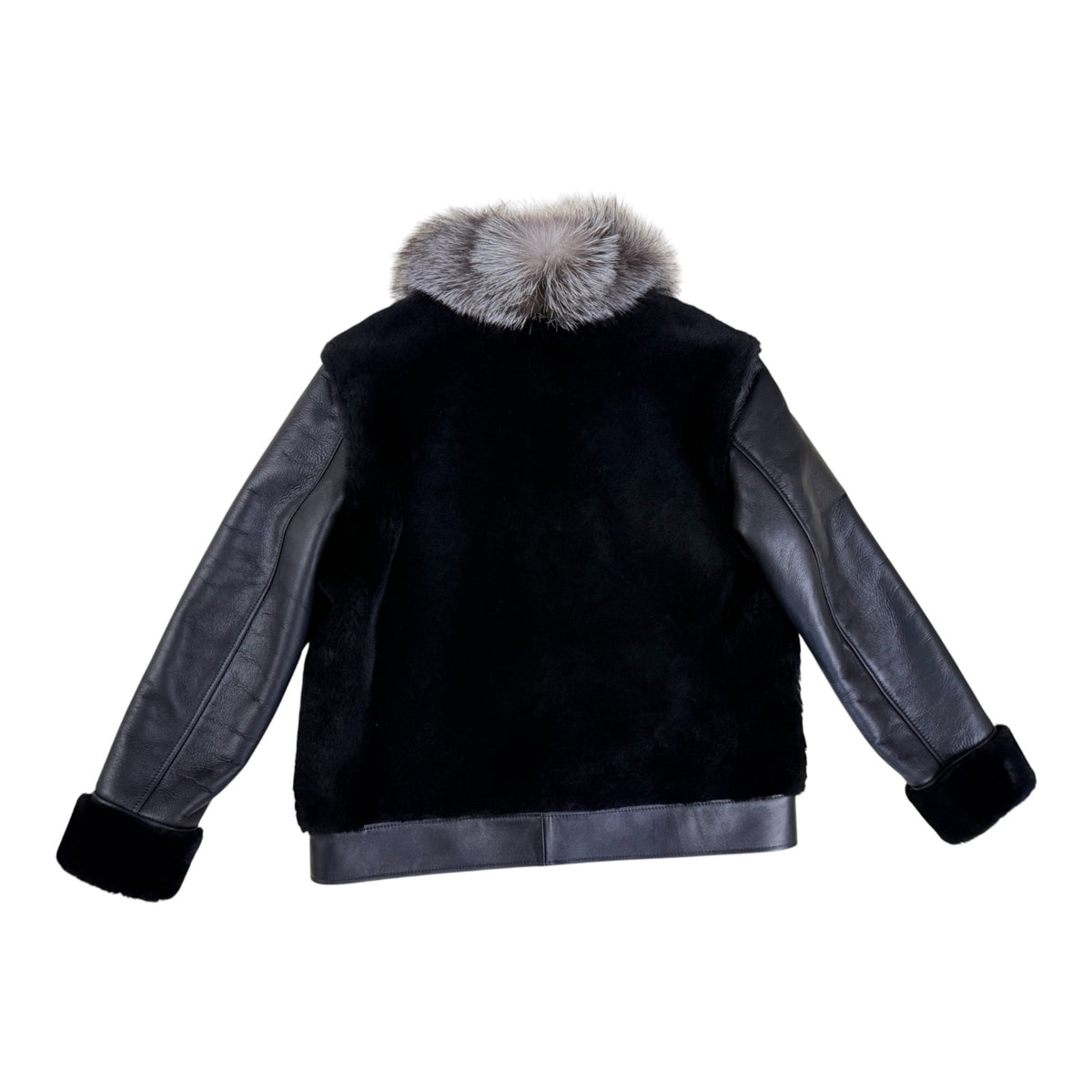Jakewood 7020F Black/Grey Genuine Mouton/Sheepskin/Fox Fur Jacket