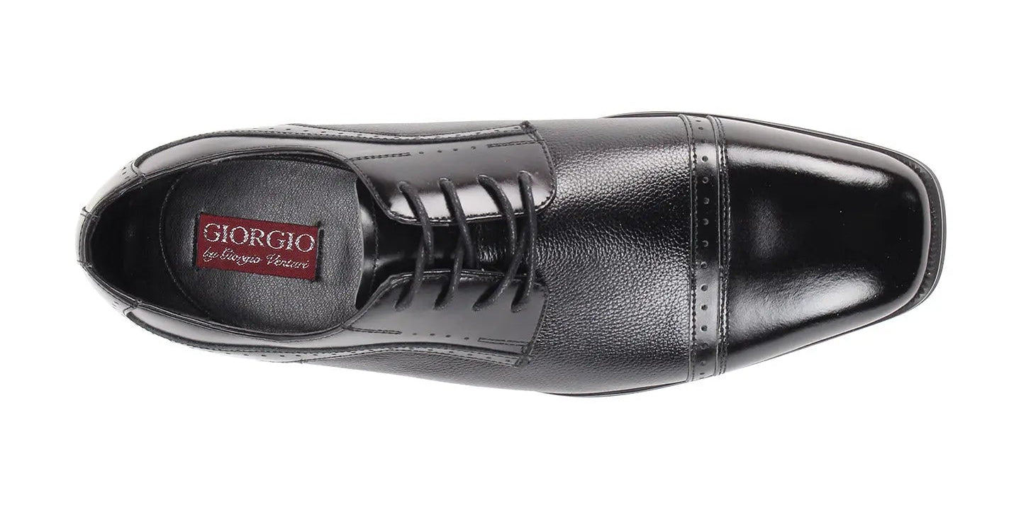 Giorgio 7076 Black Genuine Leather Oxfords