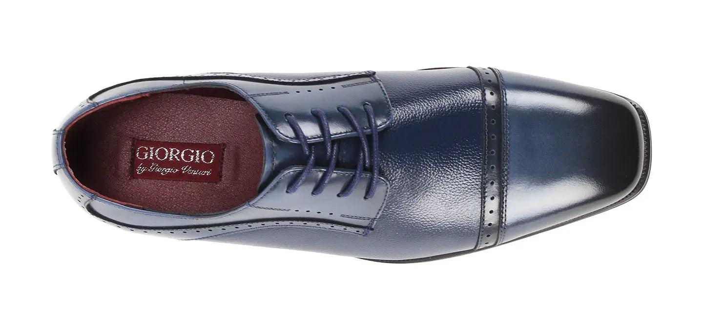 Giorgio 7076 Navy Genuine Leather Oxfords