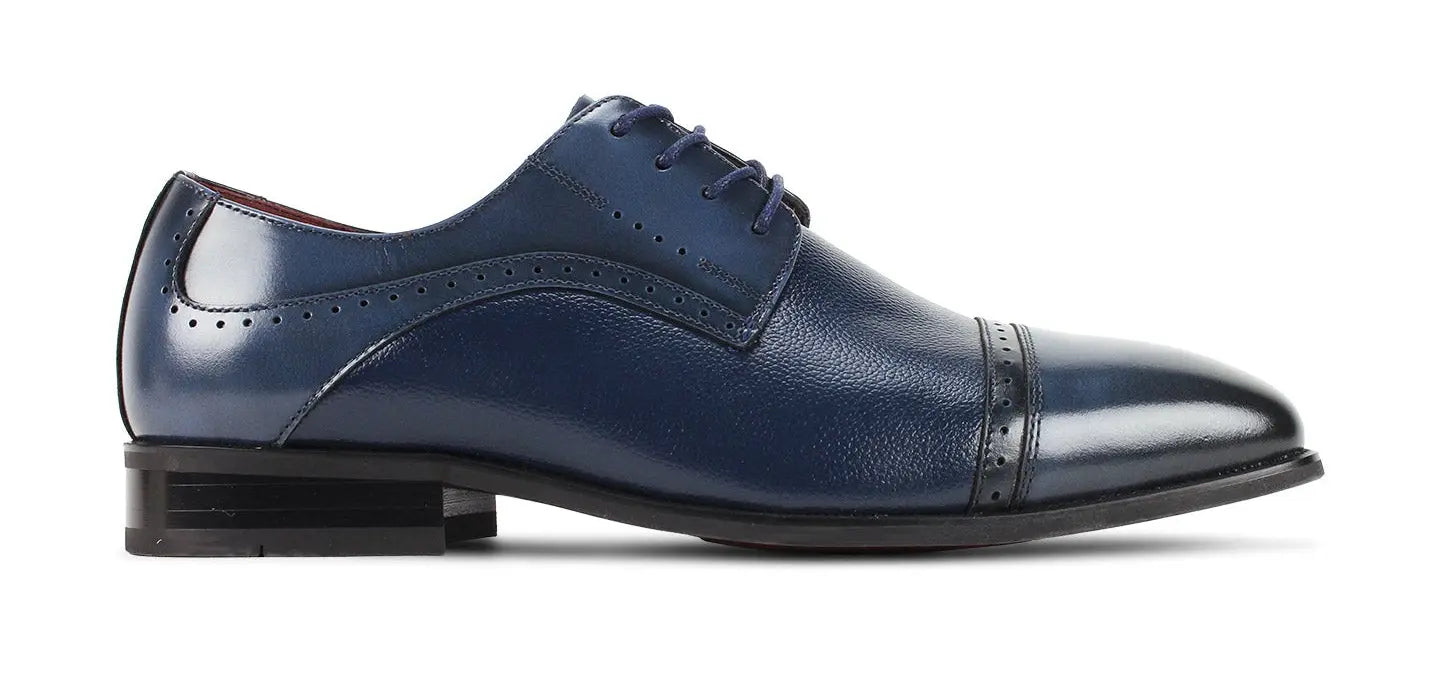Giorgio 7076 Navy Genuine Leather Oxfords
