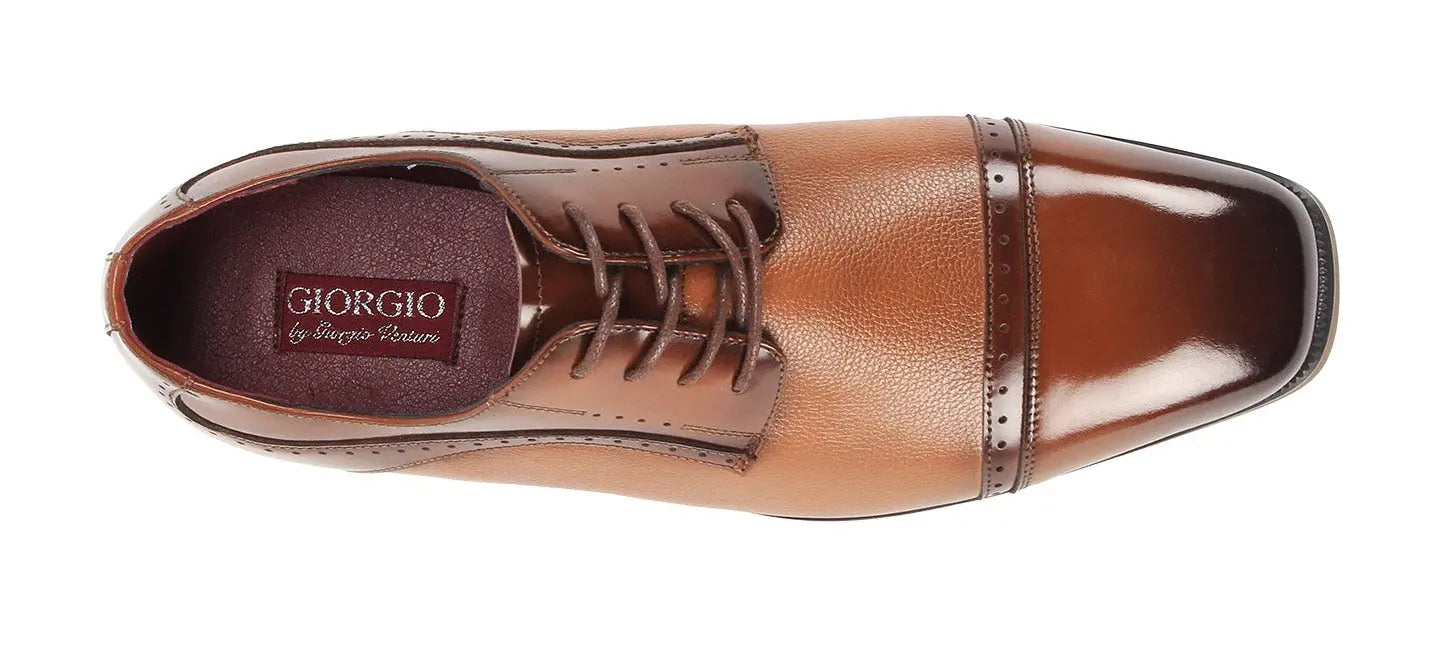 Giorgio 7076 Tan Genuine Leather Oxfords
