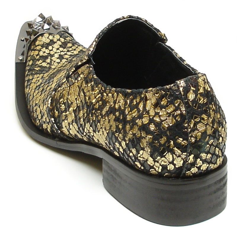 Fiesso FI-6842 Black Gold Loafers