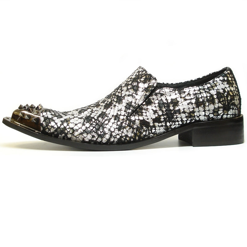 Fiesso FI-6842 Black Silver Loafers