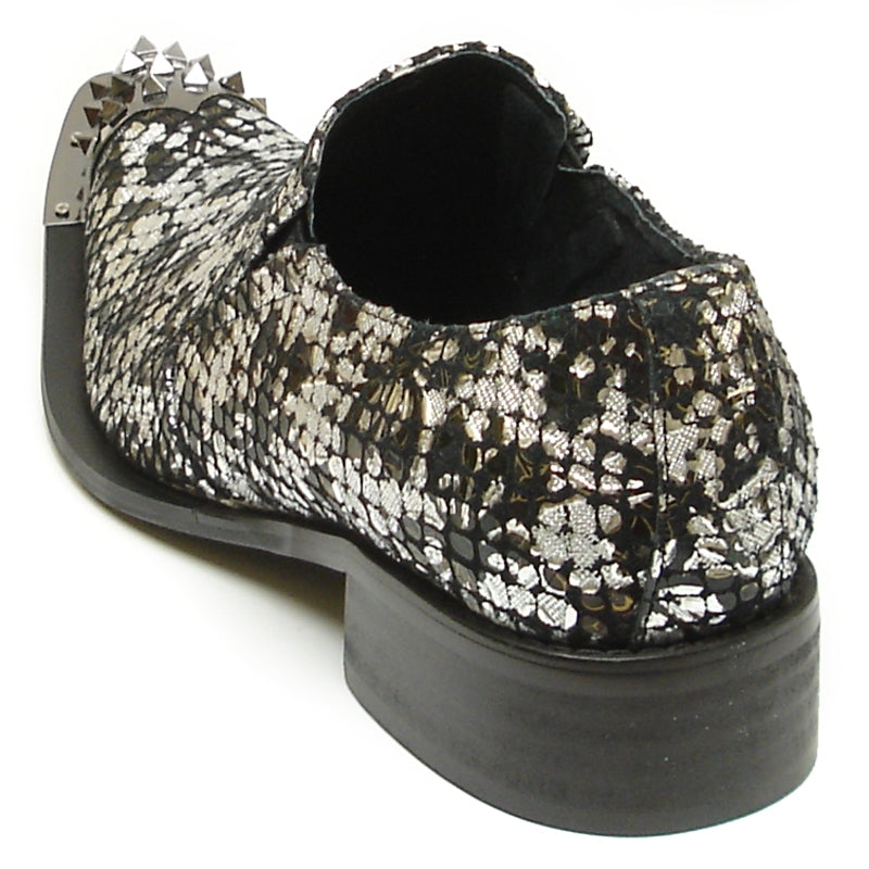 Fiesso FI-6842 Black Silver Loafers