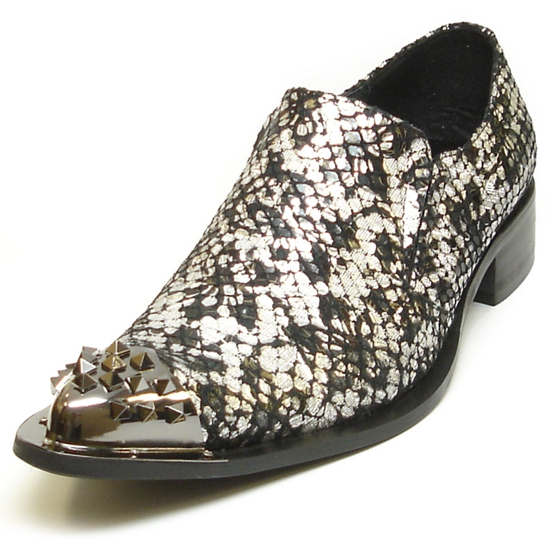 Fiesso FI-6842 Black Silver Loafers