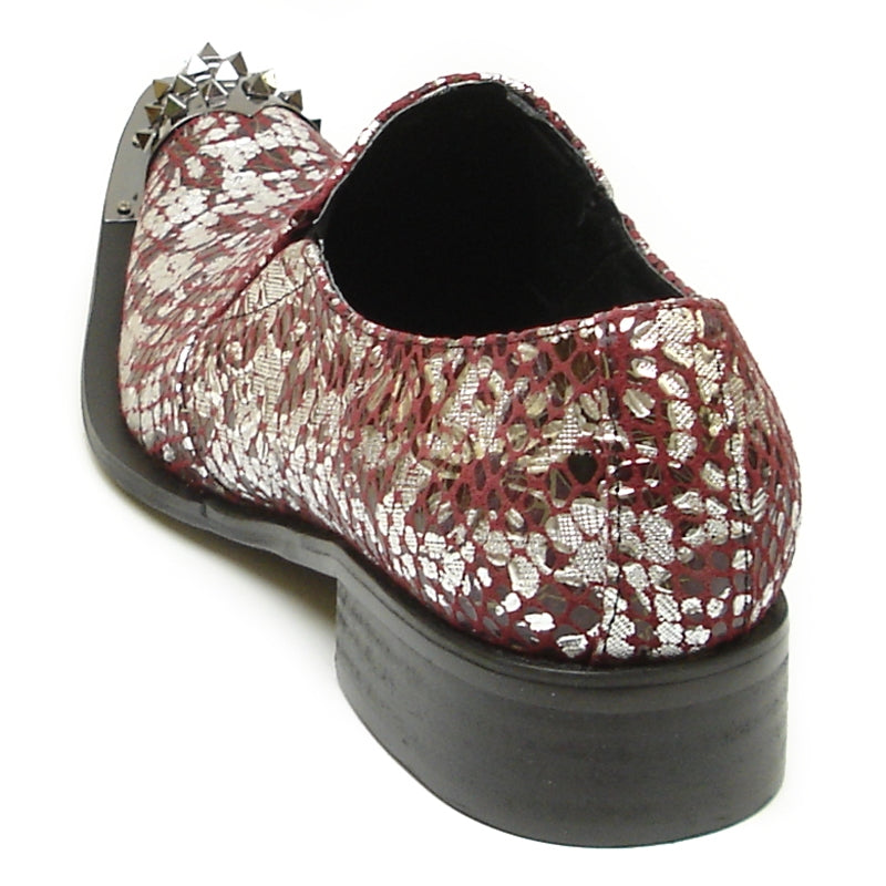 Fiesso FI-6842 Red Silver Loafers