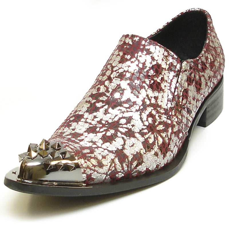 Fiesso FI-6842 Red Silver Loafers