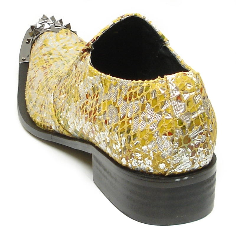 Fiesso FI-6842 Yellow Silver Loafers