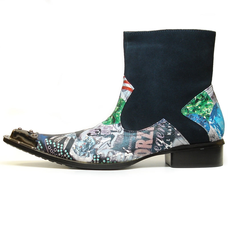 Fiesso FI-6874 Blue Flag Navy Boots