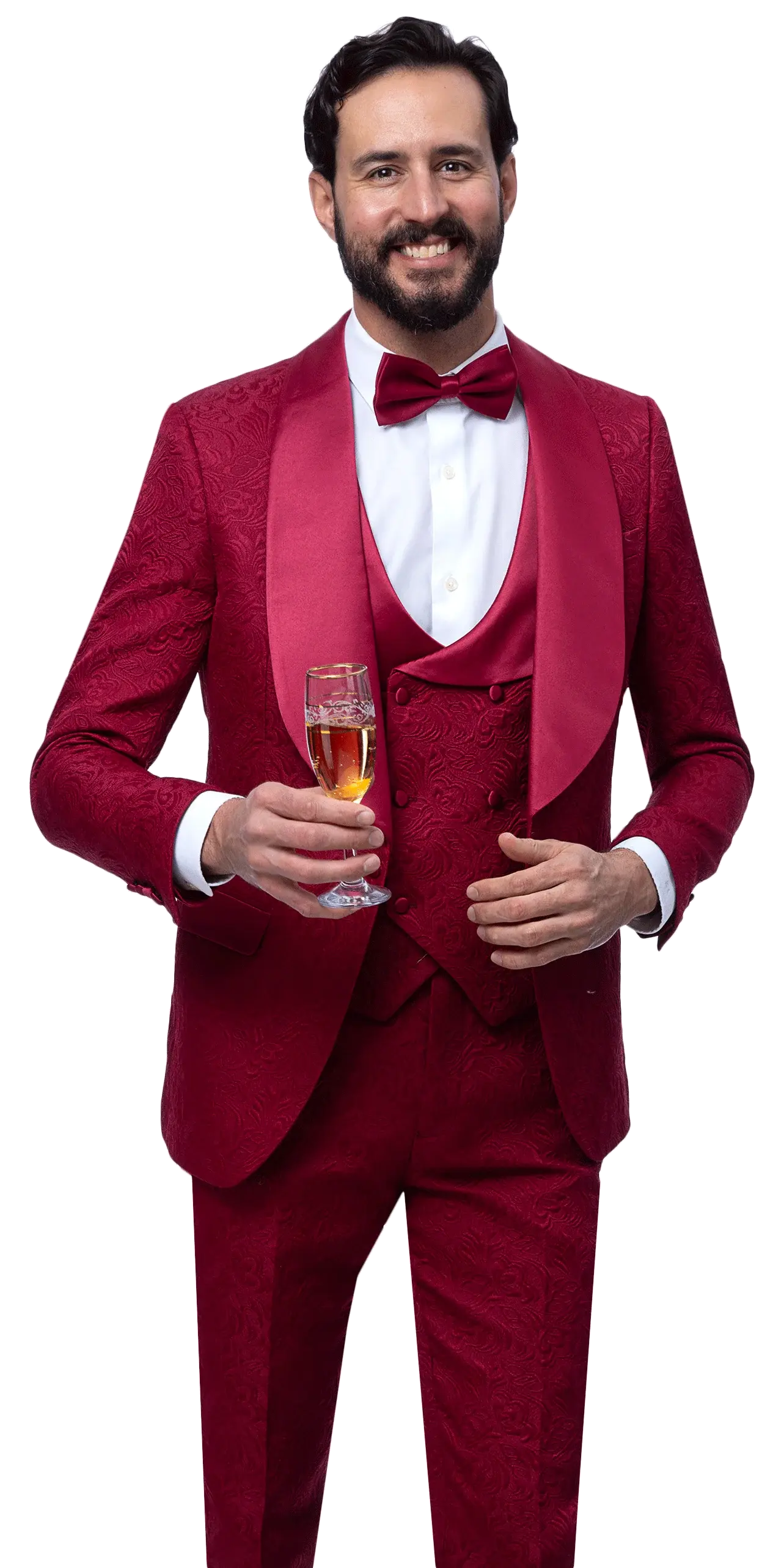 EJ Samuel JP138 Wine Fancy Vested Tuxedo
