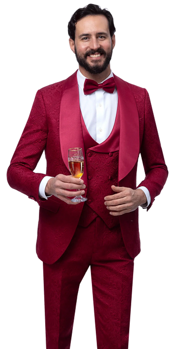 EJ Samuel JP138 Wine Fancy Vested Tuxedo