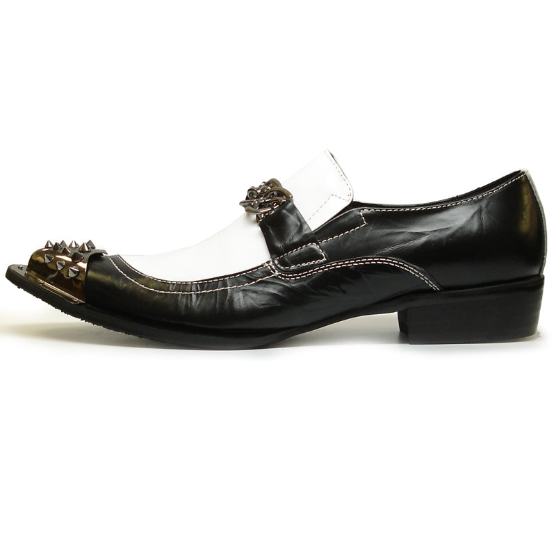 Fiesso FI-6827 Black White Loafers