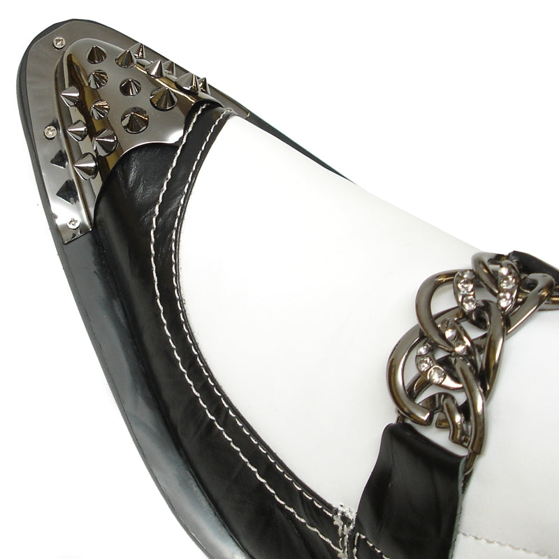 Fiesso FI-6827 Black White Loafers