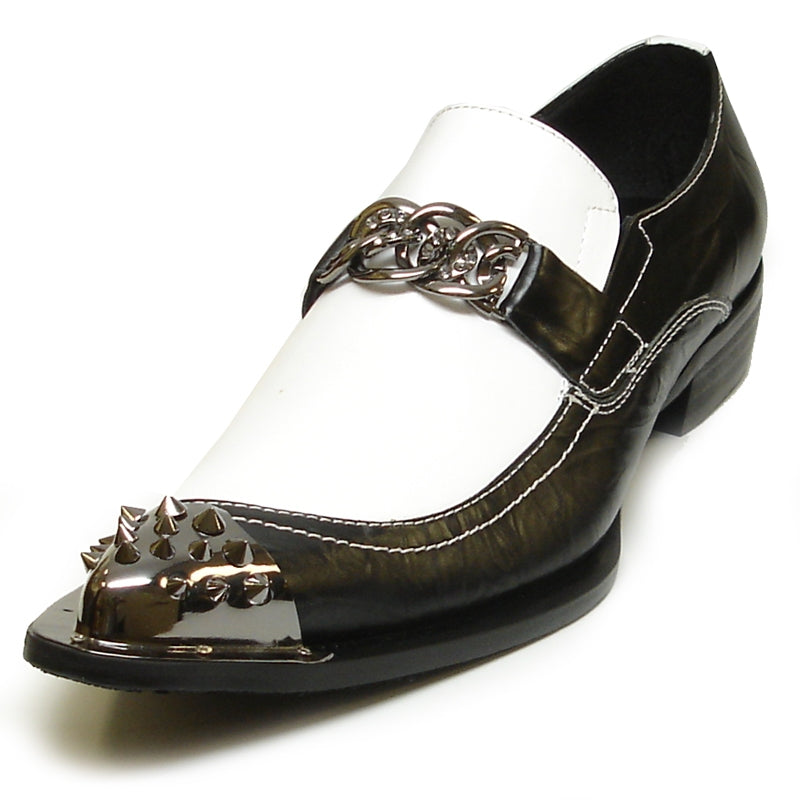 Fiesso FI-6827 Black White Loafers