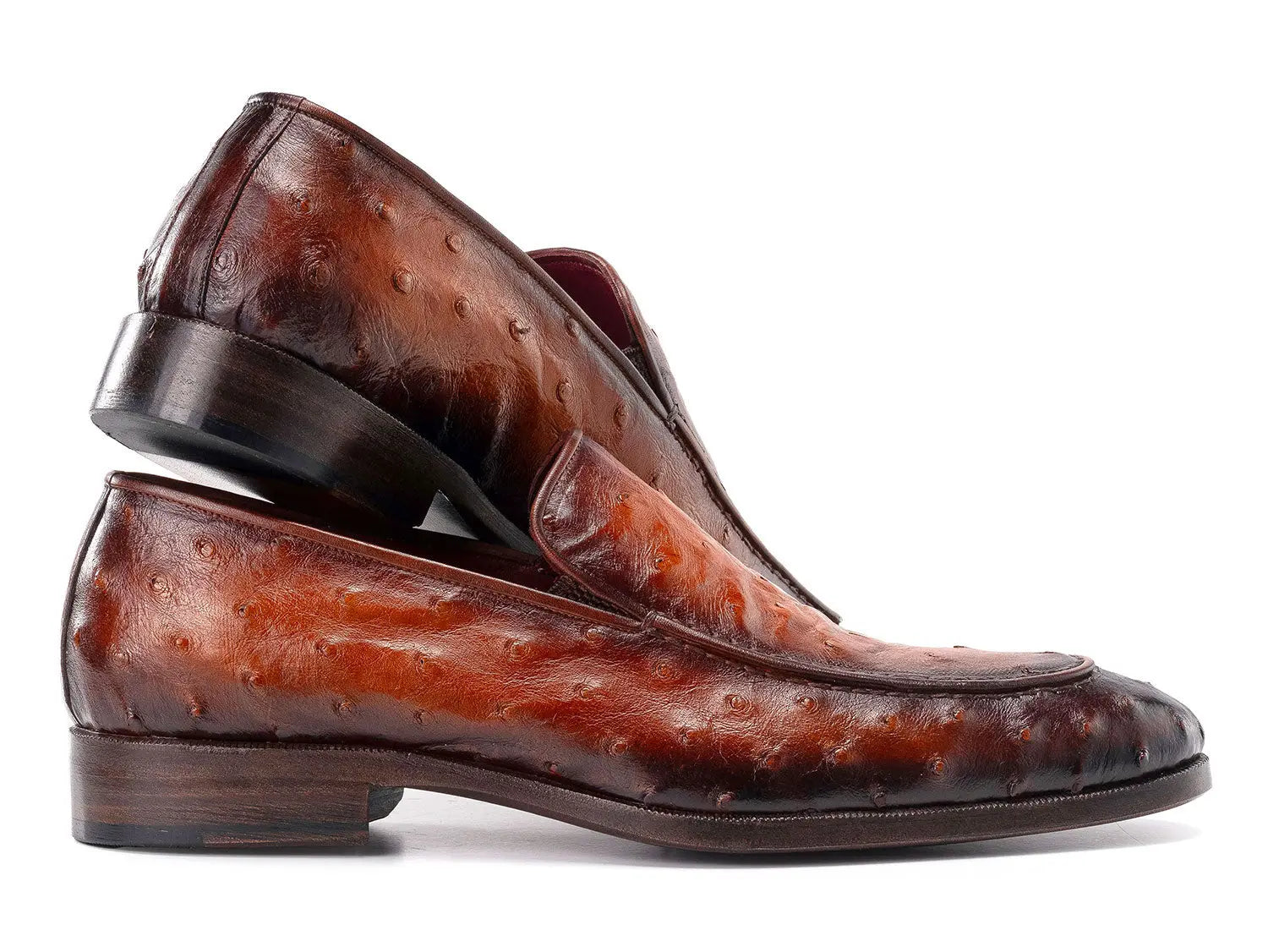 Paul Parkman Men's Brown Genuine Ostrich Skin Loafers (ID#73954-BRW) PAUL PARKMAN
