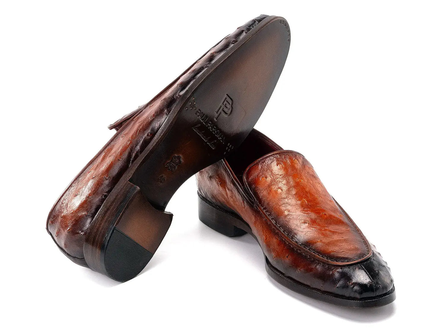 Paul Parkman Men's Brown Genuine Ostrich Skin Loafers (ID#73954-BRW) PAUL PARKMAN
