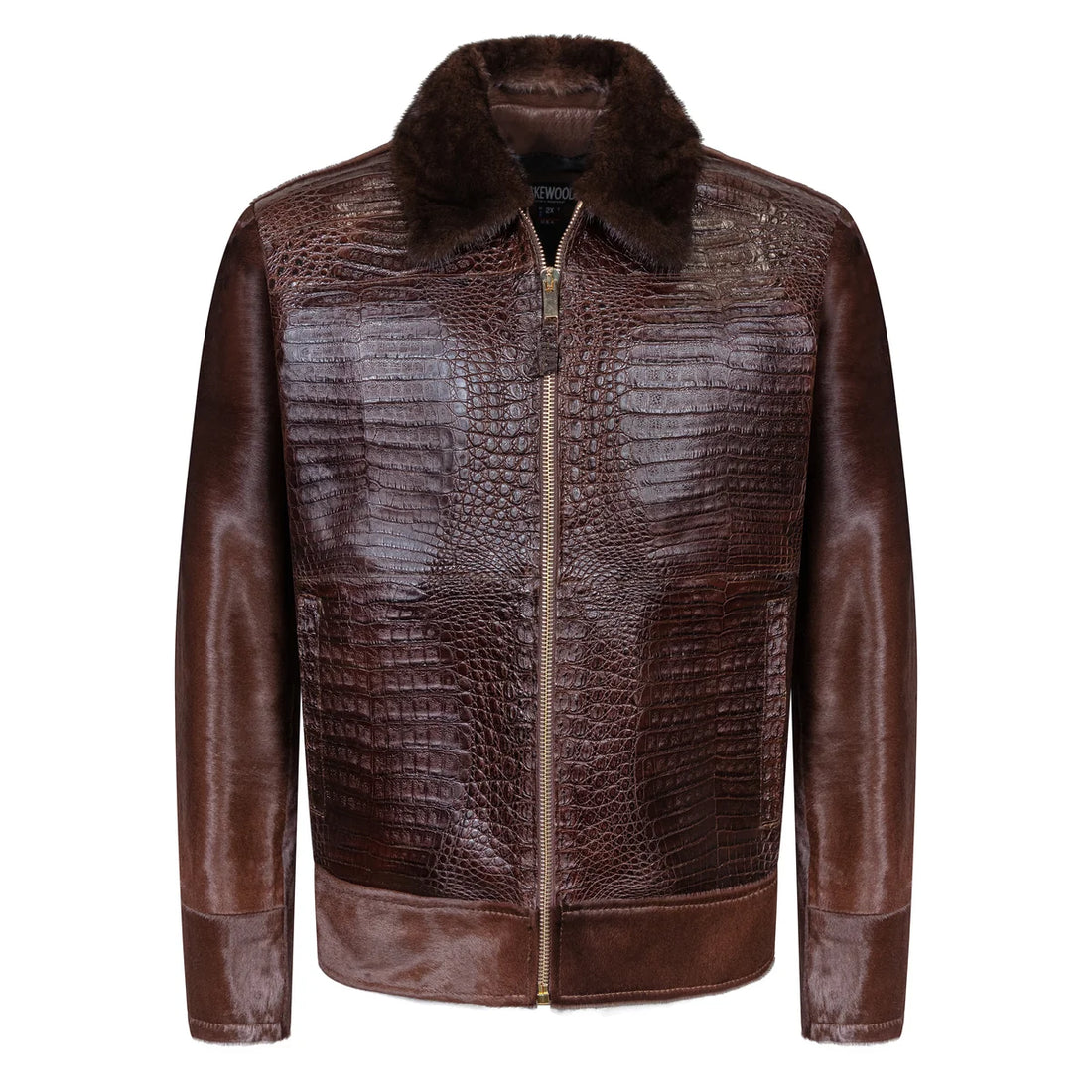 Jakewood 7510 Brown Genuine Alligator/Mink/Pony Fur Jacket