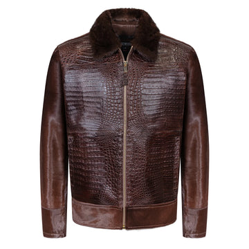 Jakewood 7510 Brown Genuine Alligator/Mink/Pony Fur Jacket