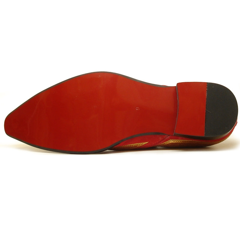 Fiesso FI-6983 Red Gold Metal Tip Loafers