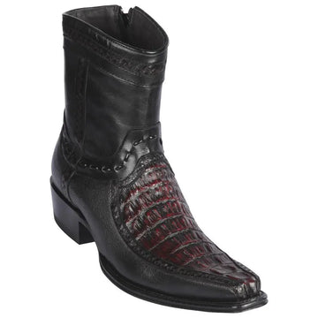 Los Altos 76BF0118 Men's Black Cherry Genuine Caiman Tail & Deer European Square Toe Cowboy Boots