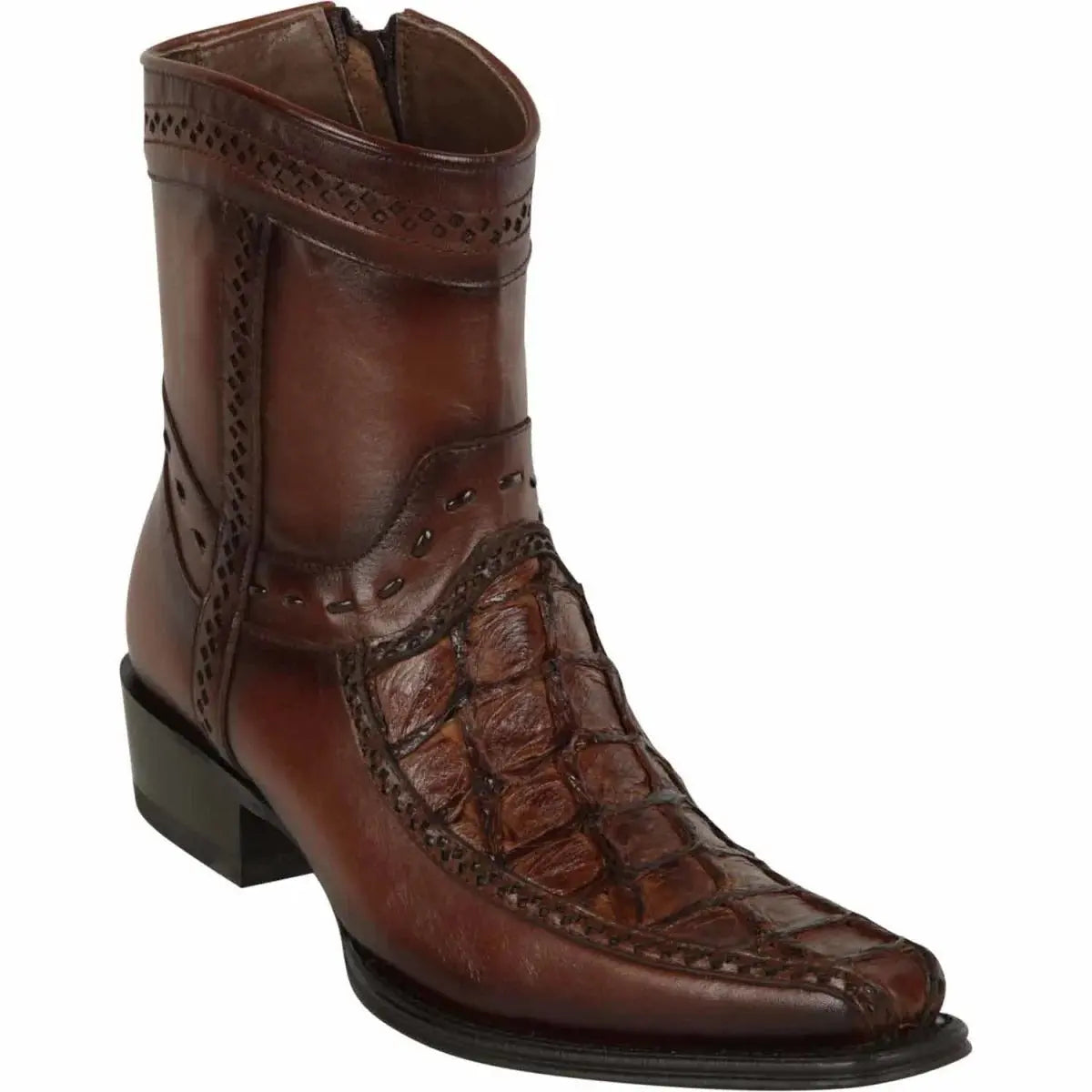 Los Altos 76BF1007 Men's Brown Genuine Piraruccu European Square Toe Cowboy Boots
