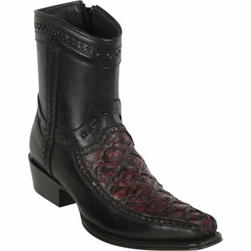 Los Altos 76BF1018 Men's Black Cherry Genuine Piraruccu European Square Toe Cowboy Boots