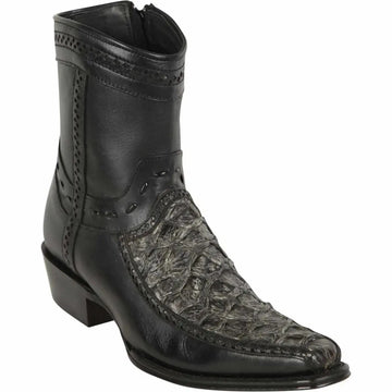 Los Altos 76BF1081 Men's Rustic Black Genuine Piraruccu European Square Toe Cowboy Boots