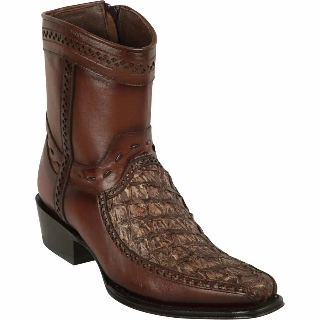 Los Altos 76BF1085 Men's Rustic Brown Genuine Piraruccu European Square Toe Cowboy Boots