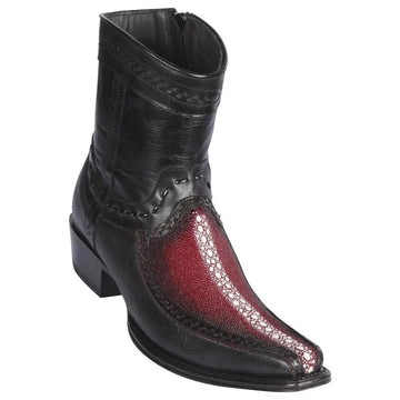 Los Altos 76BF1143 Men's Faded Burgundy Genuine Rowstone Stingray & Deer European Square Toe Cowboy Boots