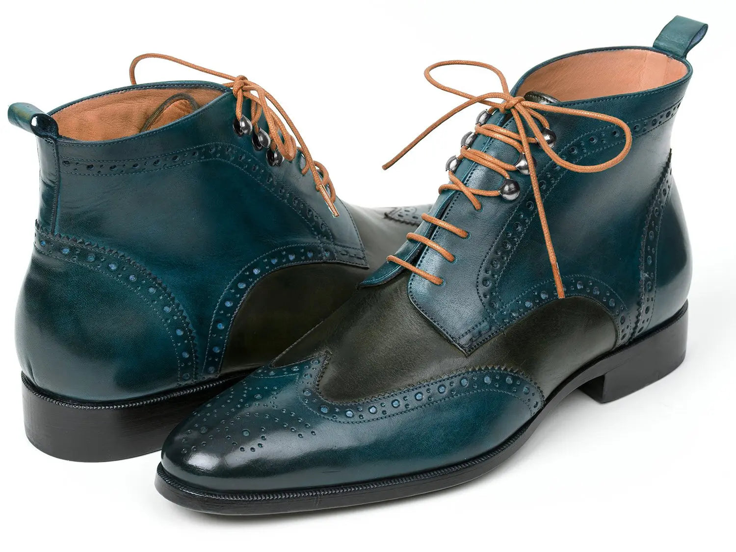 Paul Parkman Men's Dual Tone Green/Blue Wingtip Ankle Boots (ID#PT777GRN) PAUL PARKMAN