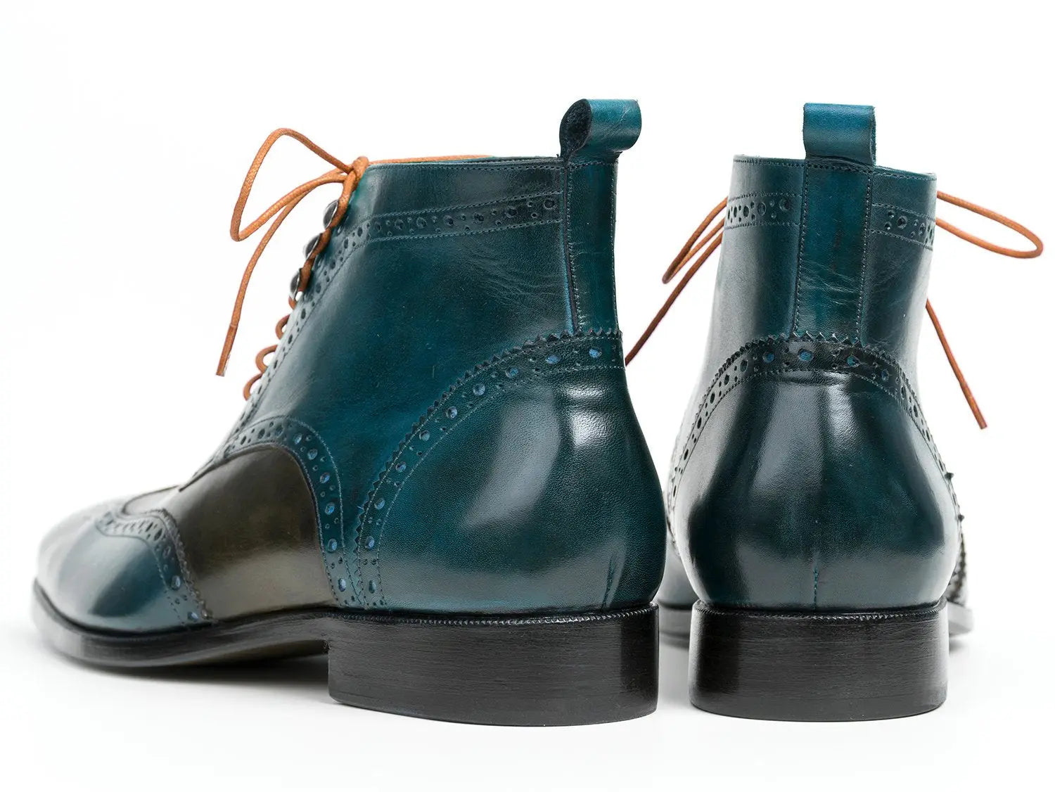 Paul Parkman Men's Dual Tone Green/Blue Wingtip Ankle Boots (ID#PT777GRN) PAUL PARKMAN
