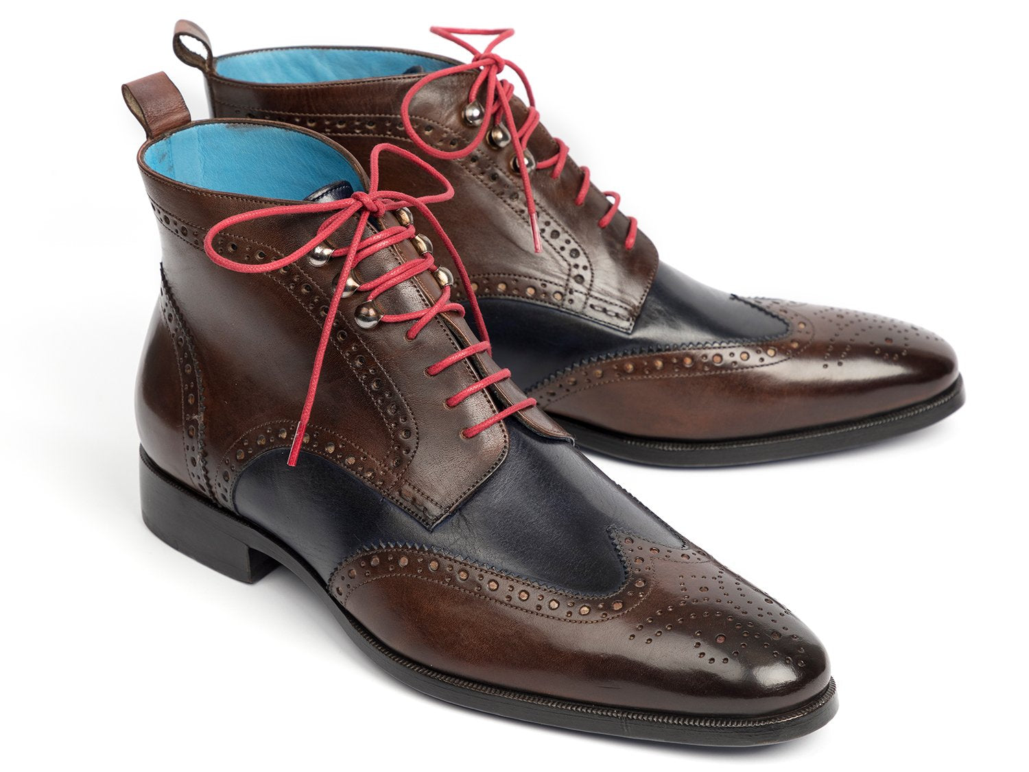 Paul Parkman Wingtip Ankle Boots Dual Tone Brown & Blue (ID#777-BRW-BLU) PAUL PARKMAN