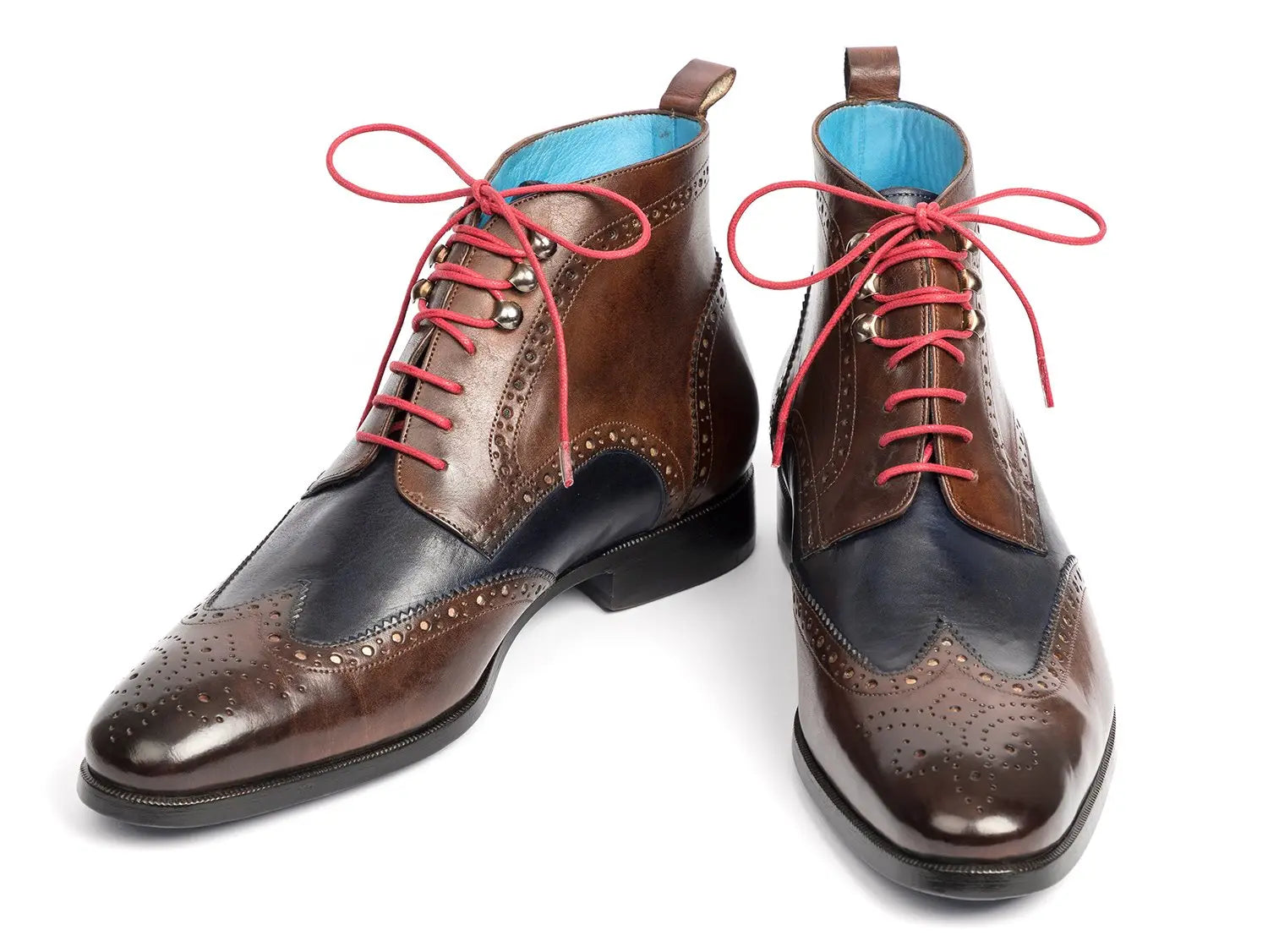 Paul Parkman Men's Dual Tone Brown/Blue Wingtip Ankle Boots (ID#777-BRW-BLU) PAUL PARKMAN