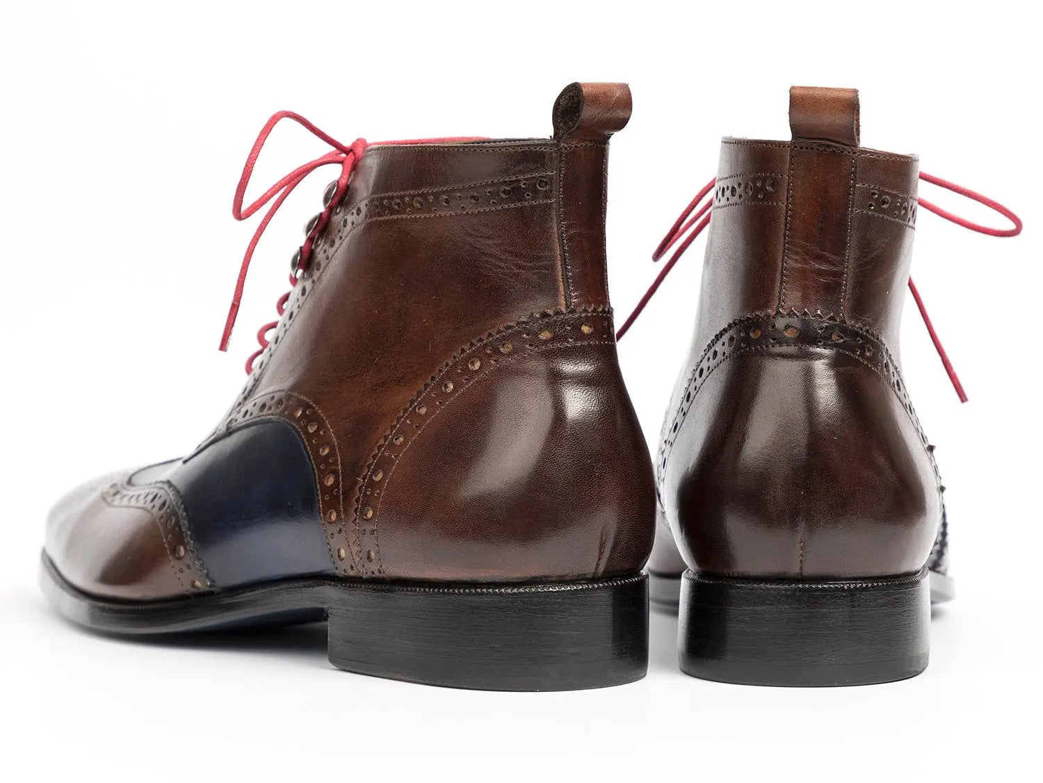 Paul Parkman Men's Dual Tone Brown/Blue Wingtip Ankle Boots (ID#777-BRW-BLU) PAUL PARKMAN