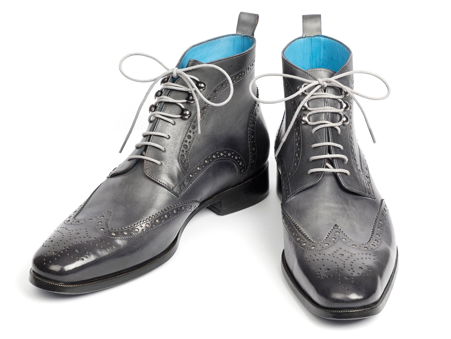 Paul Parkman Wingtip Ankle Boots Gray Hand-Painted (ID#777-GRAY) PAUL PARKMAN