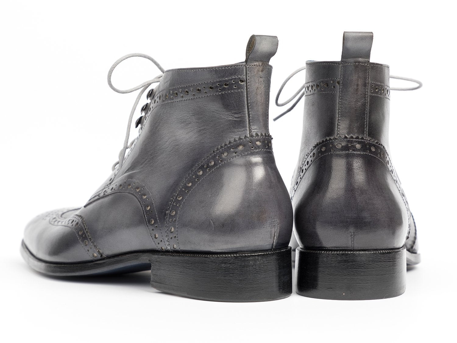 Paul Parkman Wingtip Ankle Boots Gray Hand-Painted (ID#777-GRAY) PAUL PARKMAN