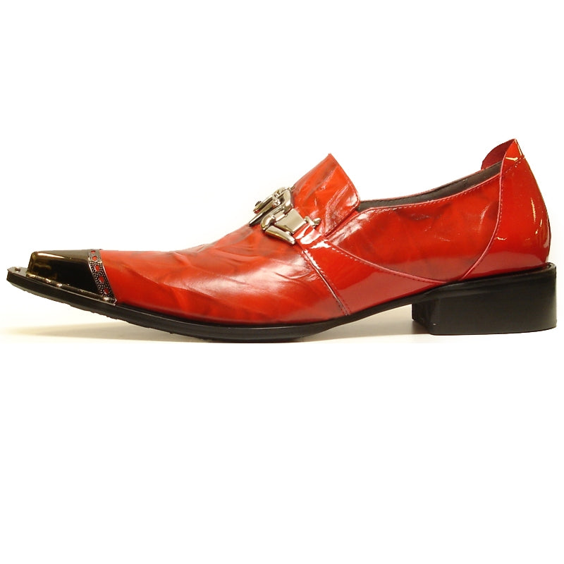 Fiesso FI-6989 Red Metal Tip Loafers