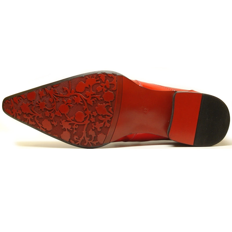 Fiesso FI-6989 Red Metal Tip Loafers