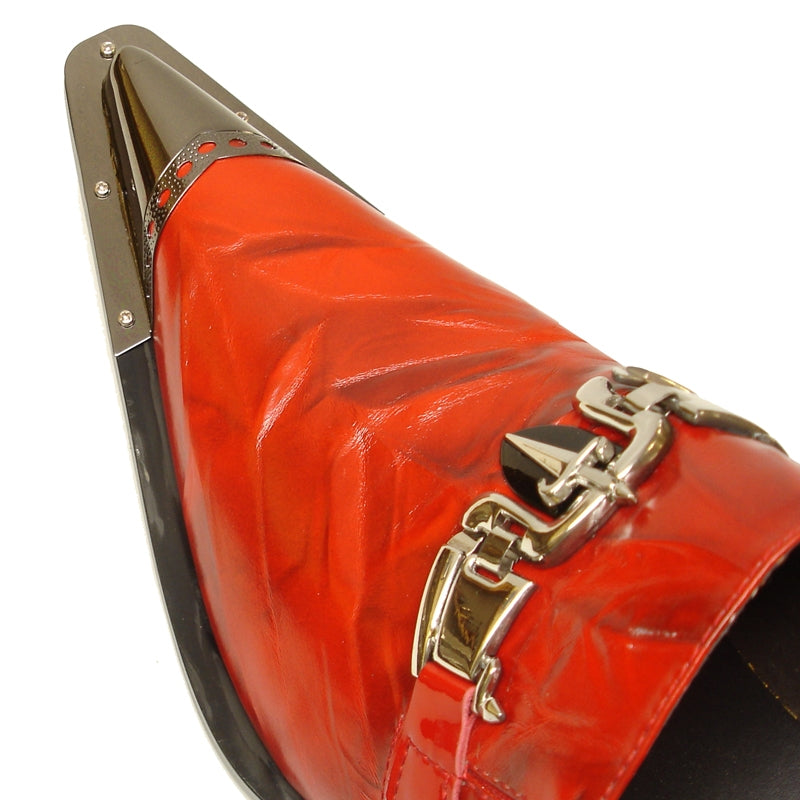 Fiesso FI-6989 Red Metal Tip Loafers