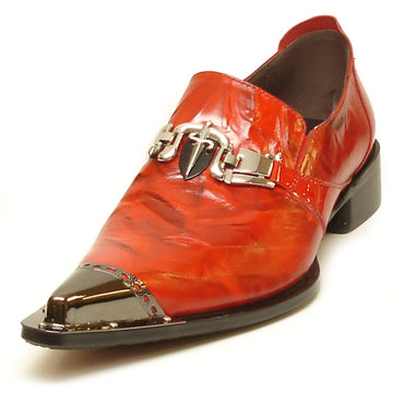 Fiesso FI-6989 Red Metal Tip Loafers