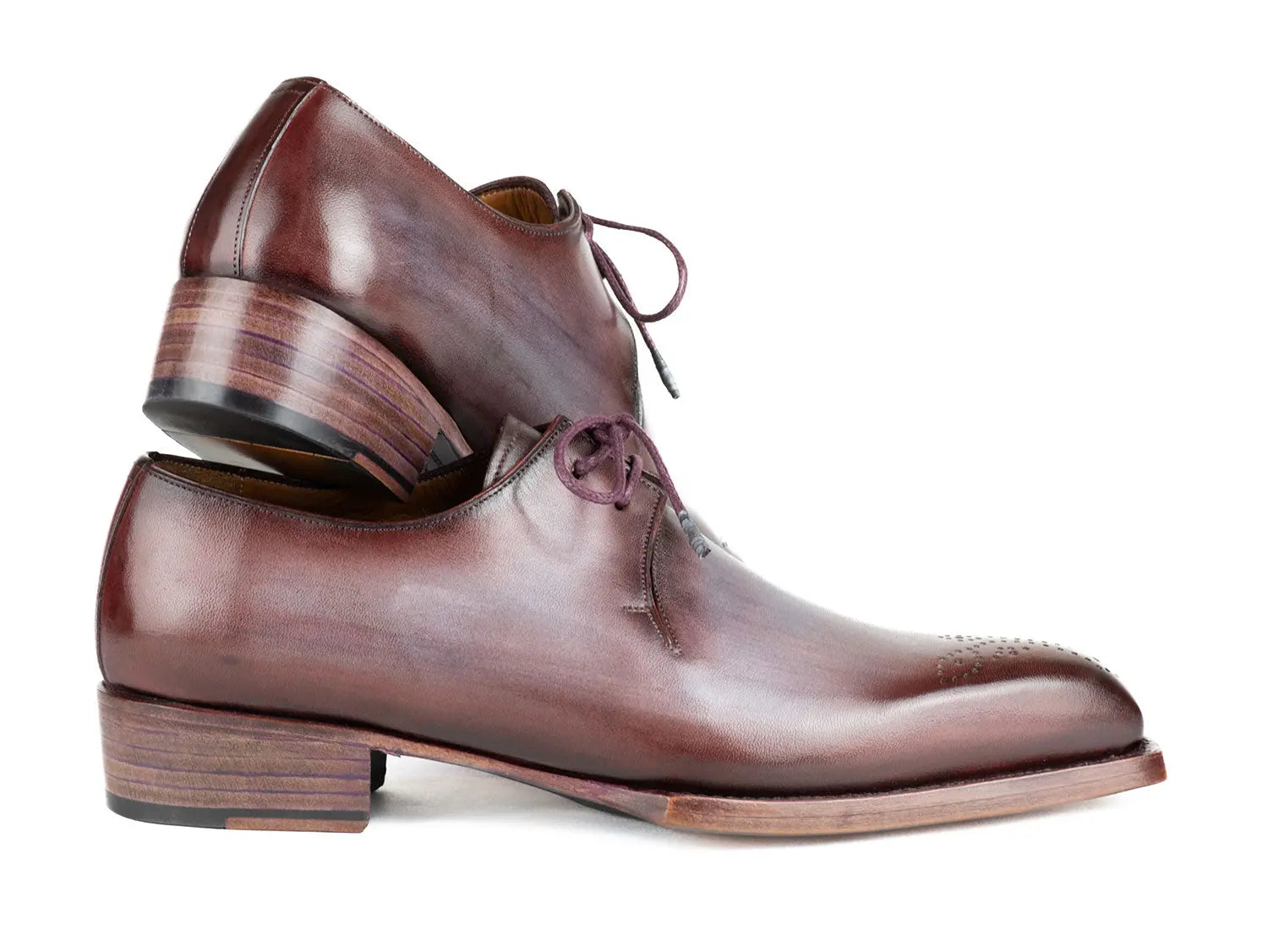 Paul Parkman Men's Ice Blue/Bordeaux Goodyear Welted Derby Shoes (ID#468G61) PAUL PARKMAN